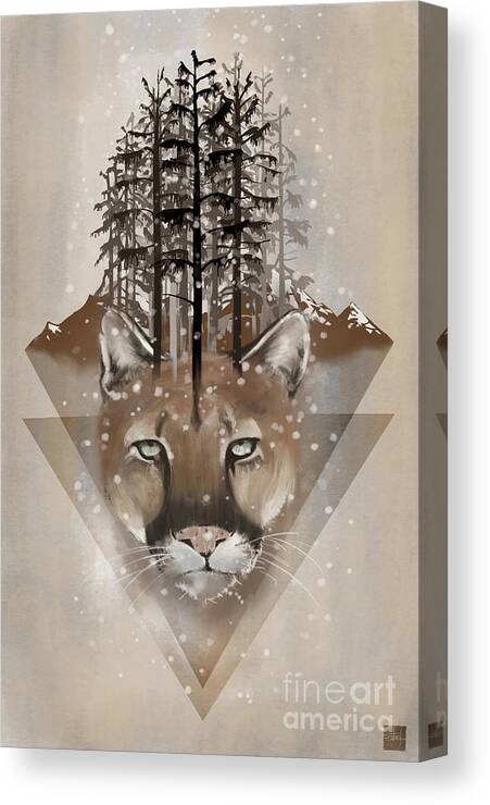 Wildlife Canvas Print featuring the painting Cougar by Sassan Filsoof