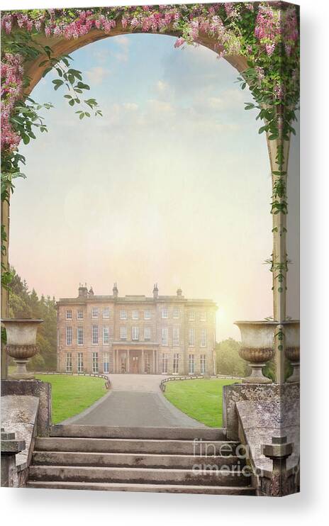 Historic Canvas Print featuring the photograph Country Mansion At Sunset by Lee Avison