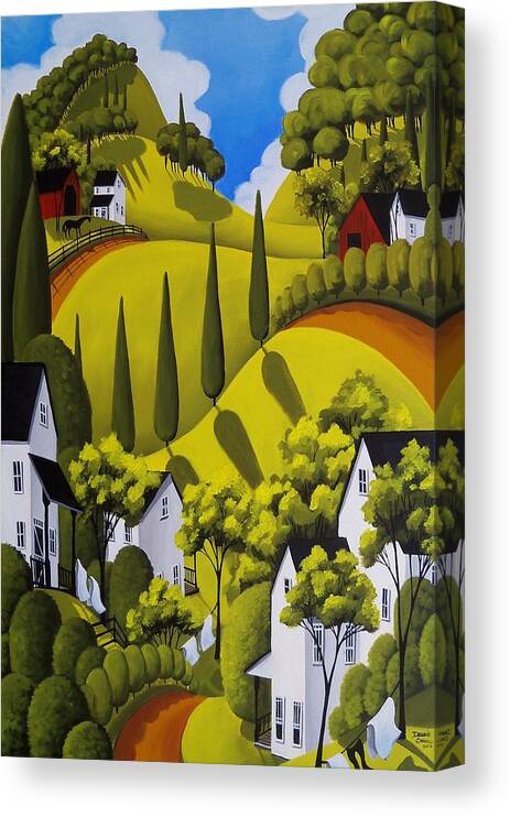 Farm Canvas Print featuring the painting Country Wash - countryside landscape by Debbie Criswell