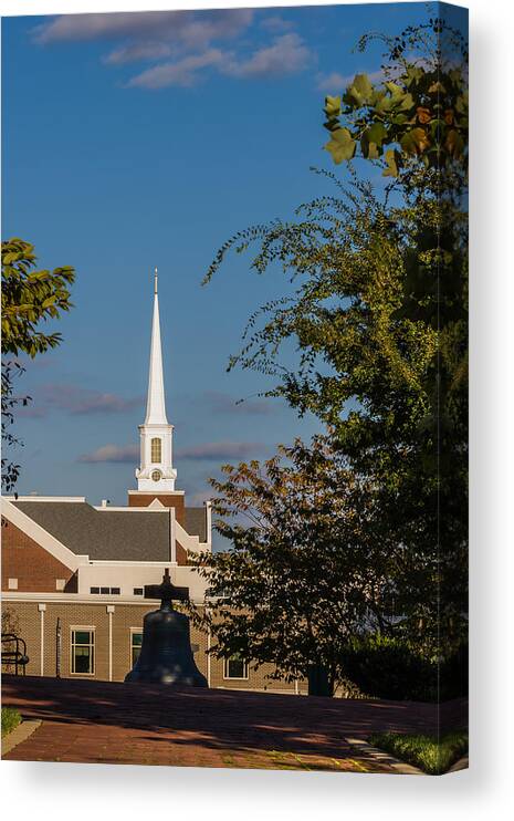 Architecture Canvas Print featuring the photograph County Courthouse Bell and Church Spire by Ed Gleichman
