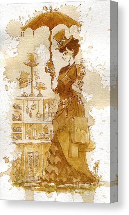 Steampunk Canvas Print featuring the painting Couture by Brian Kesinger
