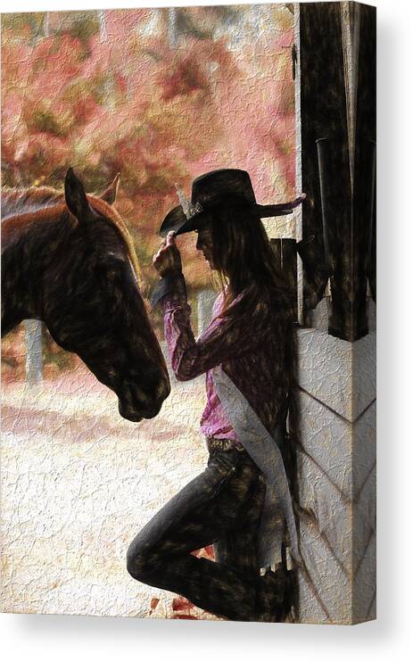 Cowgirl Canvas Print featuring the photograph Cowgirl and her Horse by Keith Lovejoy