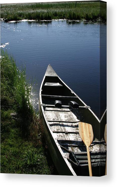 Canoe Canvas Print featuring the photograph Creekside Canoe by Jeff Floyd CA