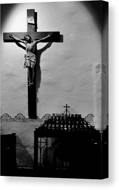 Cross Canvas Print featuring the photograph Cross Mission San Diego de Alcala by Alexandra Till