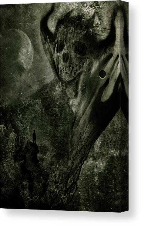 Demon Canvas Print featuring the digital art Crossing The Abyss by Cambion Art