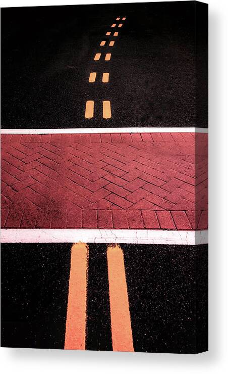 Lines Canvas Print featuring the photograph Crosswalk Conversion Of Traffic Lines by Gary Slawsky
