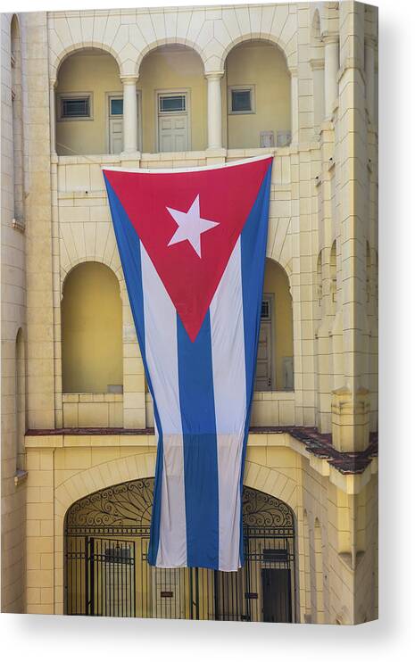 Cuba Canvas Print featuring the photograph Cuban Flag by Nicole Freedman