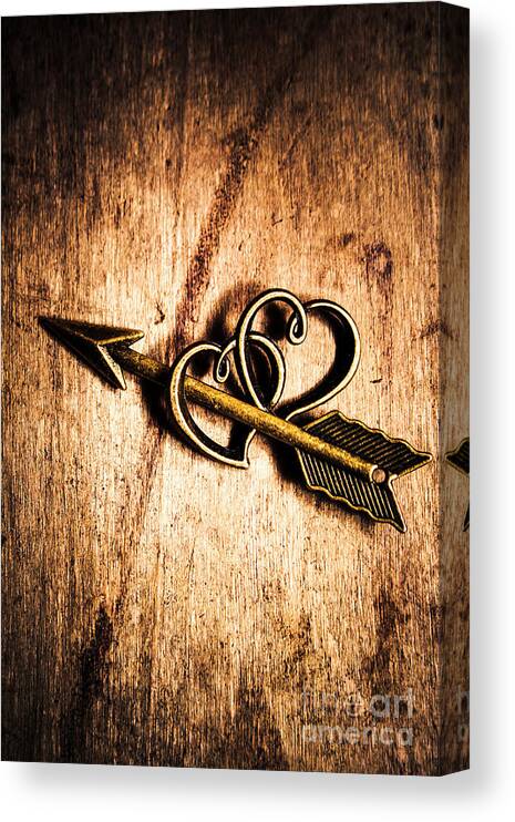 Heart Canvas Print featuring the photograph Cupid arrow and hearts by Jorgo Photography