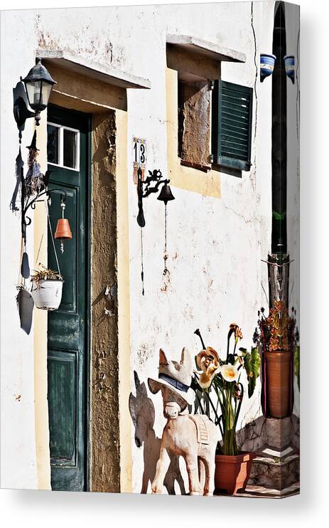 Vintage Canvas Print featuring the photograph Curious 13 street door by Pedro Cardona Llambias