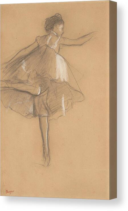 19th Century Art Canvas Print featuring the drawing Dancer on Pointe by Edgar Degas