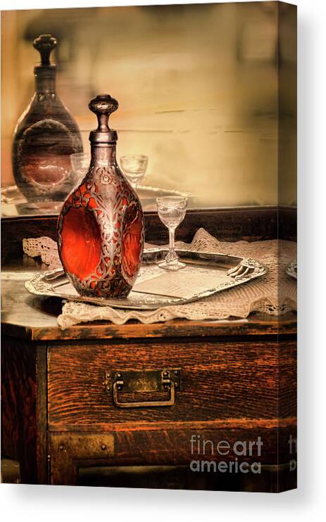 Decanter Canvas Print featuring the photograph Decanter and Glass by Jill Battaglia