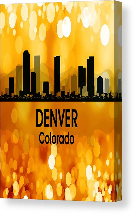 Denver Canvas Print featuring the digital art Denver CO 3 Vertical by Angelina Tamez