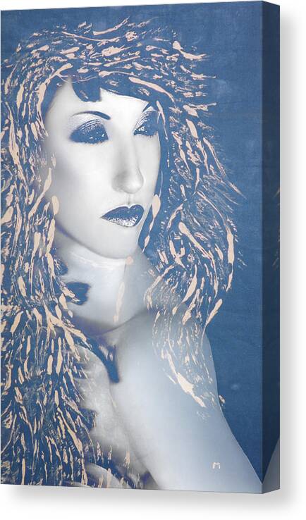 Desdemona Canvas Print featuring the mixed media Desdemona Blue by Jaeda DeWalt