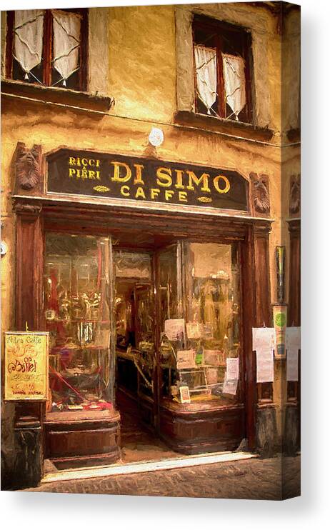 Lucca Canvas Print featuring the digital art Di Simo Caffe by Mick Burkey