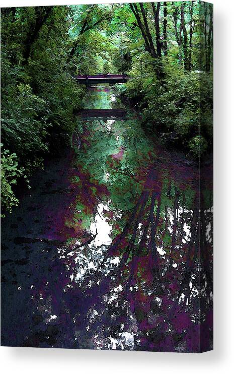 Digital Painting Canvas Print featuring the photograph Digital Painting Hidden Woodland Stream 2864 DP_2 by Steven Ward