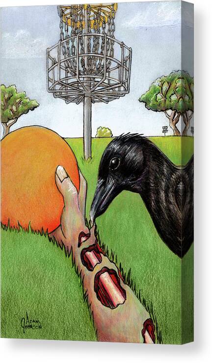 Disc Canvas Print featuring the painting Death Putt by Adam Johnson