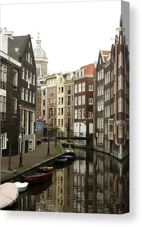 Landscape Amsterdam Red Light District Canvas Print featuring the photograph Dnrh1101 by Henry Butz