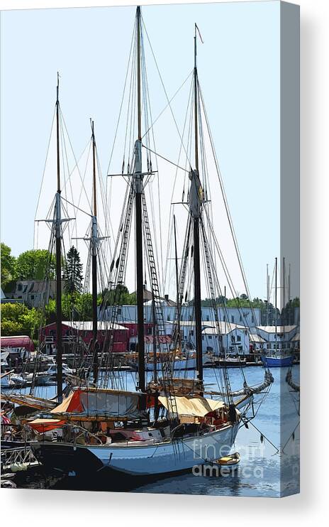 New-england Canvas Print featuring the digital art Docked Masts by Kirt Tisdale