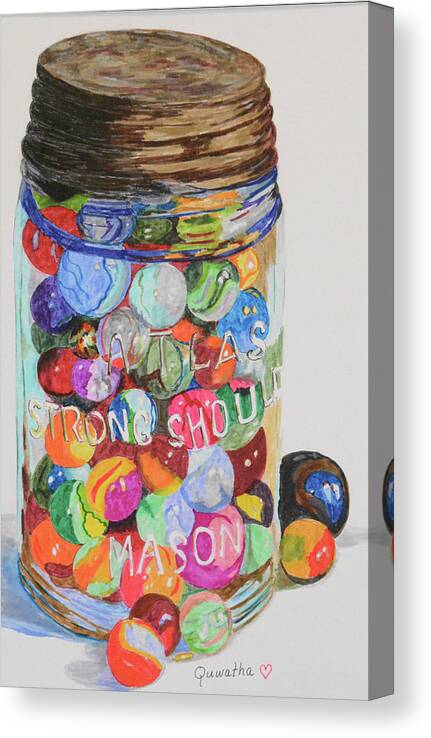 Marbles Canvas Print featuring the drawing Don't Lose Your Marbles by Quwatha Valentine