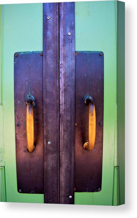 Green Canvas Print featuring the photograph Door No. 3 by Melisa Elliott