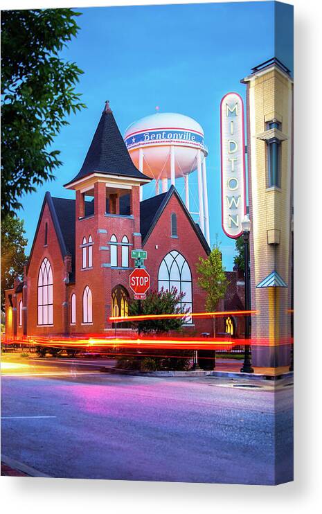 America Canvas Print featuring the photograph Driving Through 2nd and A Street - Bentonville Arkansas by Gregory Ballos