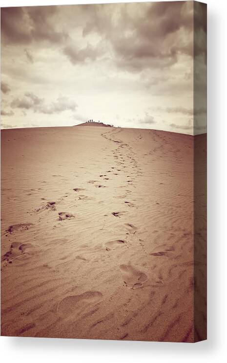 Dune Du Pilat Canvas Print featuring the photograph Dune of Pilat, the tallest sand dune in Europe by GoodMood Art