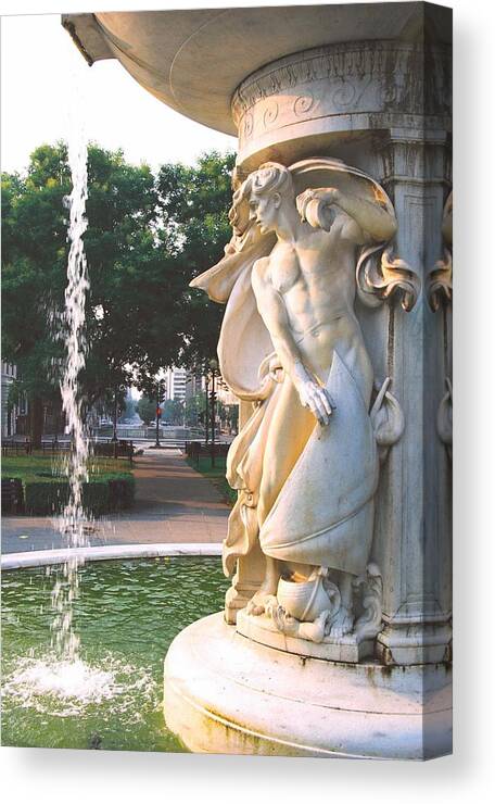 Dupont Circle Fountain Canvas Print featuring the photograph Dupont Circle Fountain Vertical by Claude Taylor