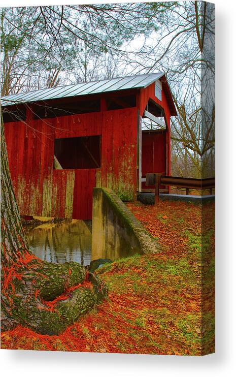 Wood Canvas Print featuring the photograph Ecther Covered Bridge near Catawissa, PA by Jeff Kurtz