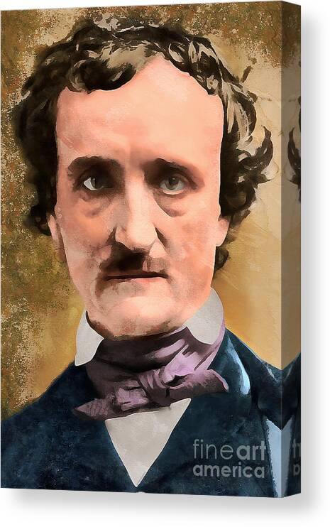 Wingsdomain Canvas Print featuring the photograph Edgar Allan Poe The Raven 20160420 wcstyle by Wingsdomain Art and Photography