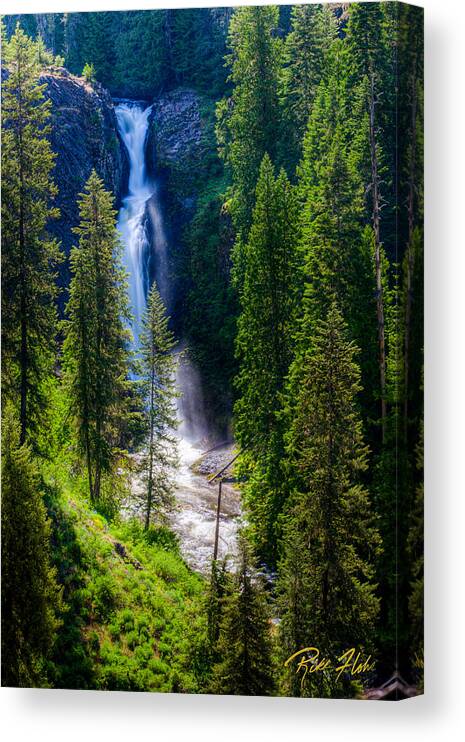 Flowingidaho Canvas Print featuring the photograph Elk Creek Falls by Rikk Flohr