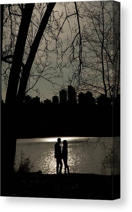 Silhouette Canvas Print featuring the photograph Engaged by Monte Arnold