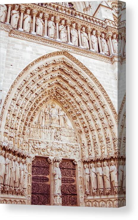 Architecture Canvas Print featuring the photograph Entrance to Notre Dame Cathedral by Nila Newsom