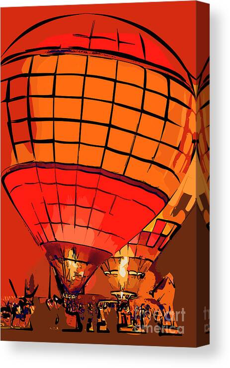 Hot Air Balloons Canvas Print featuring the digital art Evening Glow Red And Yellow In Abstract by Kirt Tisdale