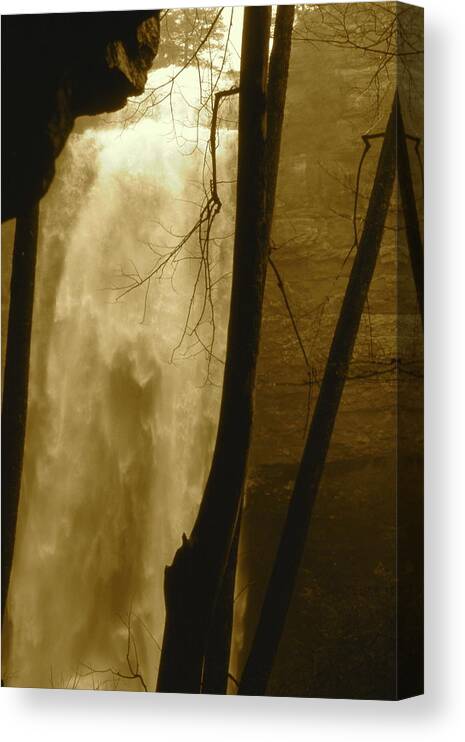 Fall Creek Falls Canvas Print featuring the photograph Fall Creel Falls in Sepia by Lori Miller