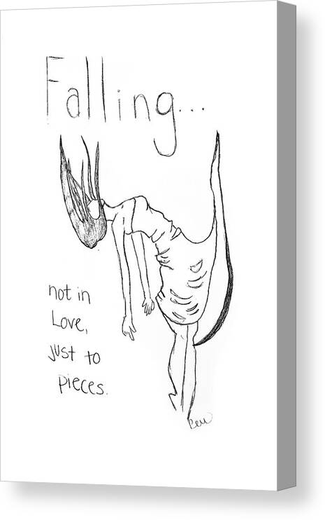 Falling Canvas Print featuring the drawing Falling by Rebecca Wood