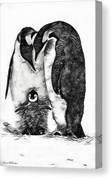 Penguins Canvas Print featuring the digital art Family Love by Pennie McCracken