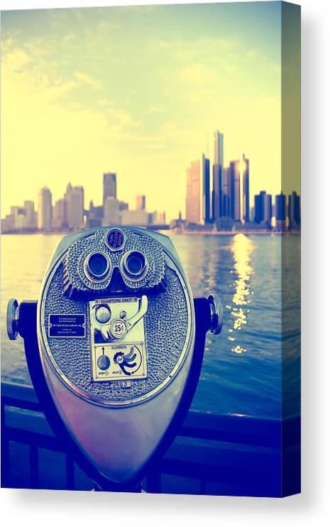 Detroit Canvas Print featuring the photograph Faraway Detroit by Andreas Freund
