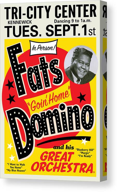 Concert Poster Canvas Print featuring the painting Fats Domino by Gary Grayson