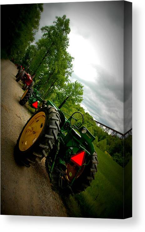 Tractor Canvas Print featuring the mixed media Feeling Green by Cheryl Helms