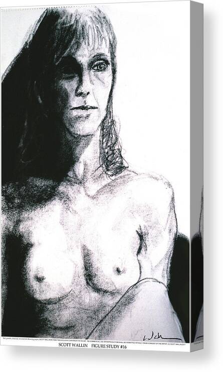 A Set Of Figure Studies Canvas Print featuring the drawing Figure Study Sixteen by Scott Wallin