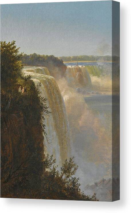 Ferdinand Richardt Canvas Print featuring the painting Figures at the top of Niagara Falls by Ferdinand Richardt