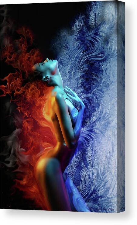 Fire And Ice Canvas Print featuring the digital art Fire and Ice by Lilia D