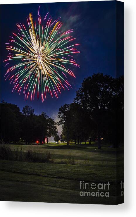 Fireworks Canvas Print featuring the photograph Fireworks Beauty by Joann Long