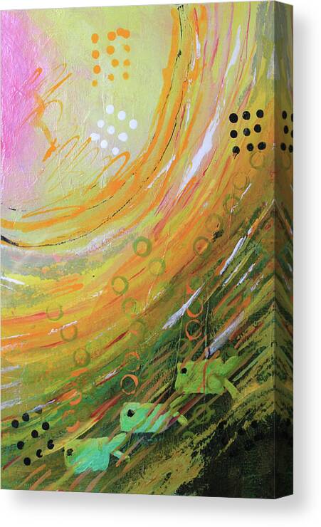 Fish Canvas Print featuring the mixed media Fish in a Green Sea by April Burton