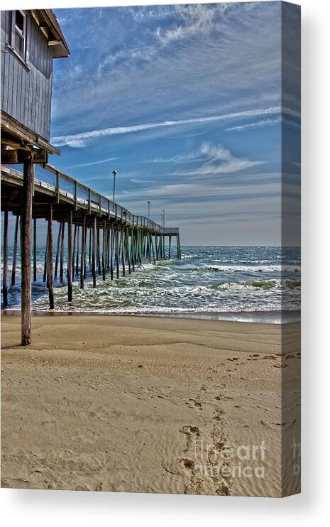 Waves Canvas Print featuring the photograph Fishing Pier MD by Tom Gari Gallery-Three-Photography