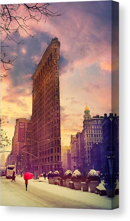 Flatiron Building Canvas Print featuring the photograph Flatiron Winter by Jessica Jenney