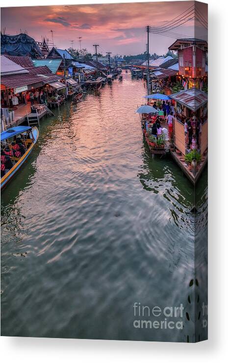 Amphawa Canvas Print featuring the photograph Floating Market Sunset by Adrian Evans