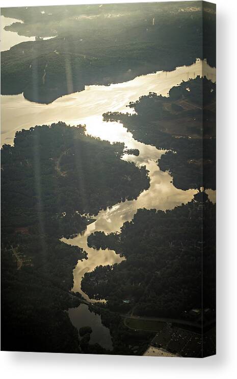 Beautiful Canvas Print featuring the photograph Flying Over Lake Norman North Carolina In Morning by Alex Grichenko