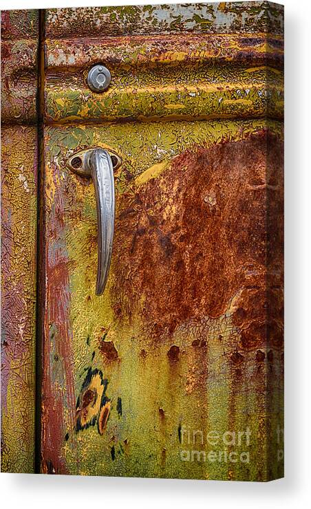 Ford Rusting In Peace Canvas Print featuring the photograph Ford Rusting in Peace by Priscilla Burgers
