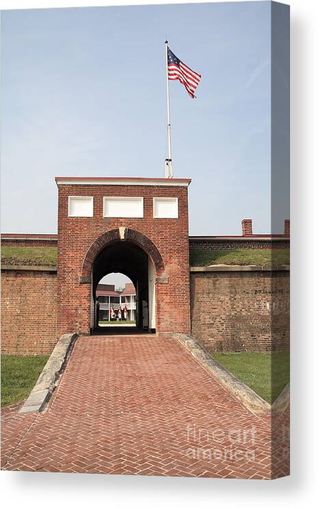 Baltimore Canvas Print featuring the photograph Fort McHenry Gate in Baltimore Maryland by William Kuta
